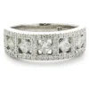 14 Karat White Gold Three Row Diamond Band