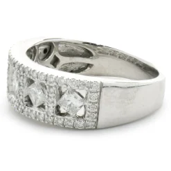 14 Karat White Gold Three Row Diamond Band
