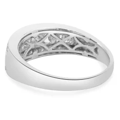 14 Karat White Gold Three Row Channel Set Diamond Ring