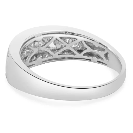 14 Karat White Gold Three Row Channel Set Diamond Ring