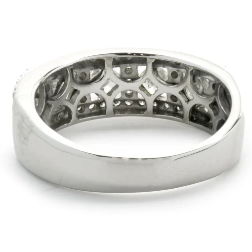 14 Karat White Gold Three Row Diamond Band
