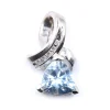 14 Karat White Gold Trillion Cut Blue Topaz and Diamond Pendant