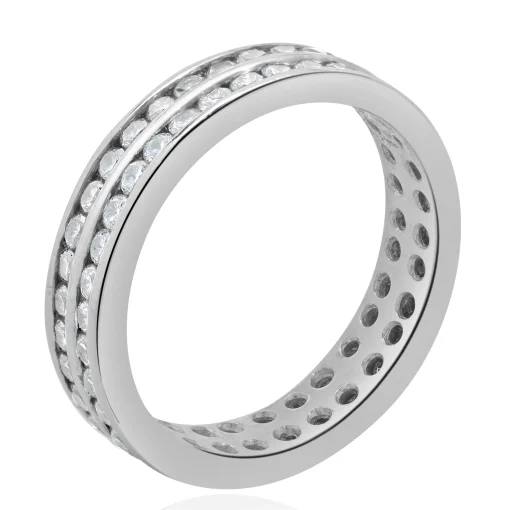 18 Karat White Gold Two Row Diamond Eternity Band