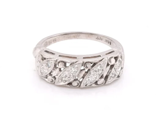 14 Karat White Gold Vintage Diamond Band