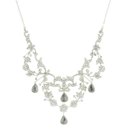18 Karat White Gold Vintage Art Deco Rose Cut Diamond Collar Necklace