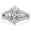 14 Karat White Gold Vintage Diamond Waterfall Ring
