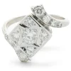 14 Karat White Gold Vintage Diamond Bypass Cluster Ring