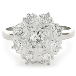 14 Karat White Gold Vintage Art Deco Diamond Cluster Ring