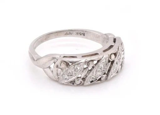 14 Karat White Gold Vintage Diamond Band