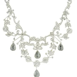 18 Karat White Gold Vintage Art Deco Rose Cut Diamond Collar Necklace