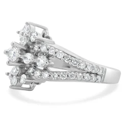 14 Karat White Gold Vintage Diamond Waterfall Ring
