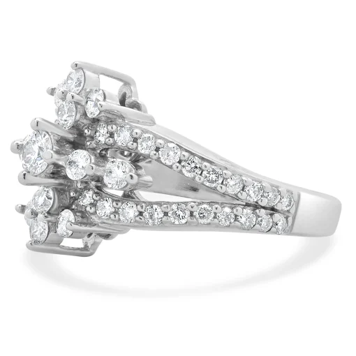 14 Karat White Gold Vintage Diamond Waterfall Ring