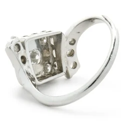 14 Karat White Gold Vintage Diamond Bypass Cluster Ring