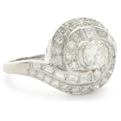 14 Karat White Gold Vintage Diamond Swirl Ring