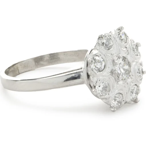 14 Karat White Gold Vintage Art Deco Diamond Cluster Ring