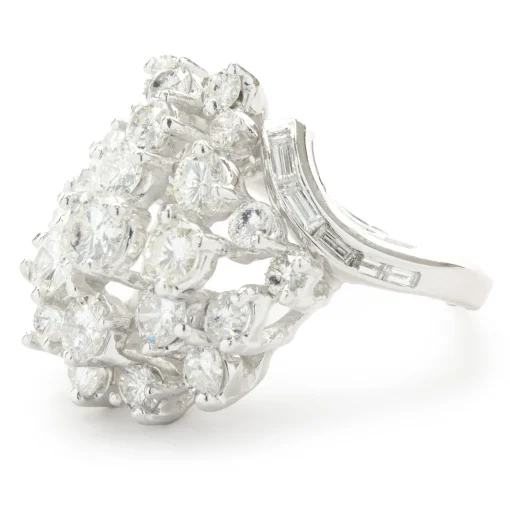 14 Karat White Gold Vintage Diamond Cocktail Ring