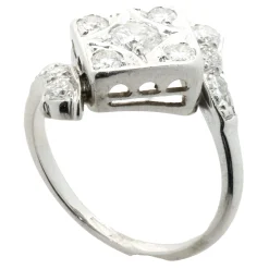 14 Karat White Gold Vintage Diamond Bypass Cluster Ring