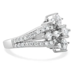 14 Karat White Gold Vintage Diamond Waterfall Ring