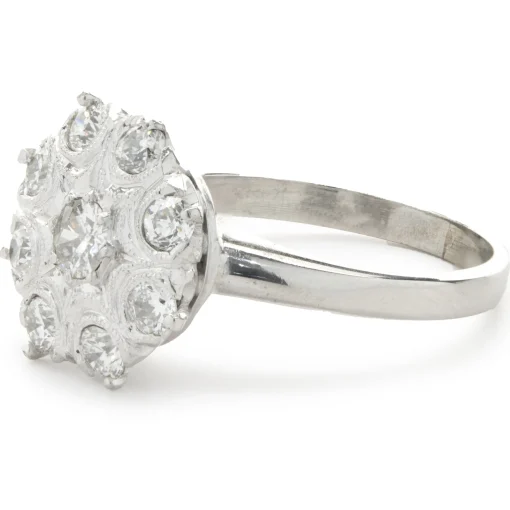 14 Karat White Gold Vintage Art Deco Diamond Cluster Ring