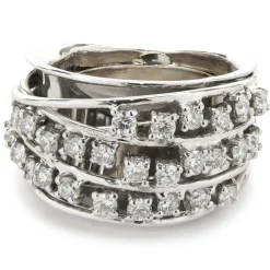 14 Karat White Gold Wide Diamond Bridge Cigar Band