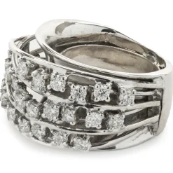 14 Karat White Gold Wide Diamond Bridge Cigar Band