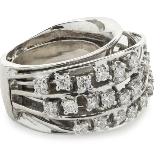 14 Karat White Gold Wide Diamond Bridge Cigar Band