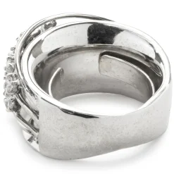 14 Karat White Gold Wide Diamond Bridge Cigar Band