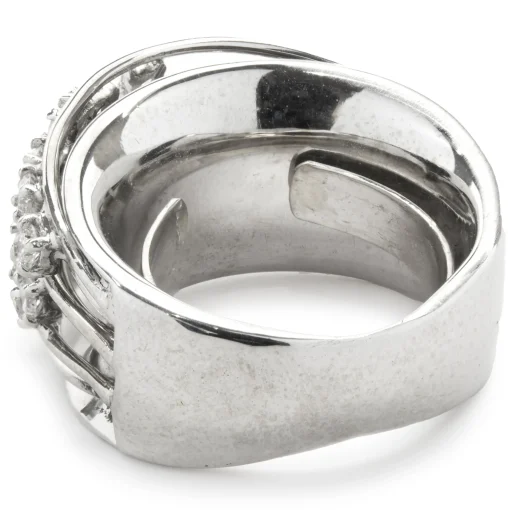 14 Karat White Gold Wide Diamond Bridge Cigar Band