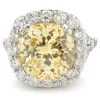 14 Karat White Gold Yellow Cubic Zirconia and Diamond Ring