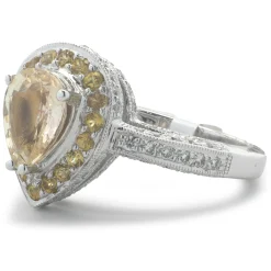 18 Karat White Gold Yellow Sapphire and Diamond Ring