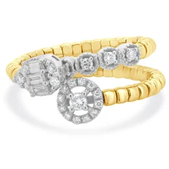 18 Karat Yellow & White Gold Flexible Bypass Ring
