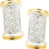 18 Karat Yellow & White Gold Pave Diamond Bar Earrings