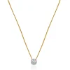 14 Karat Yellow & White Gold Bezel Set Diamond Solitaire Necklace