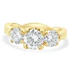 18 Karat Yellow & White Gold Three Diamond Engagement Ring
