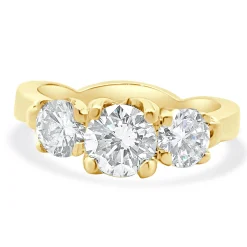 18 Karat Yellow & White Gold Three Diamond Engagement Ring