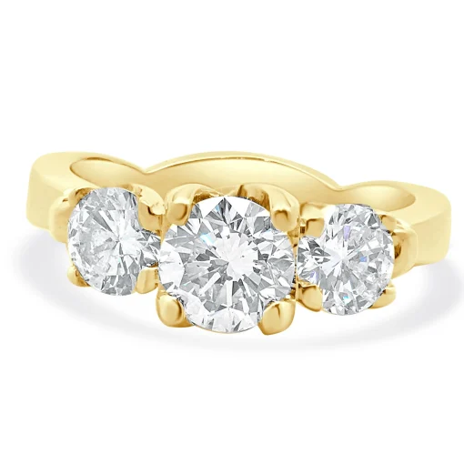 18 Karat Yellow & White Gold Three Diamond Engagement Ring