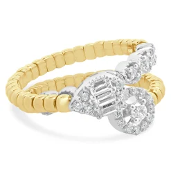 18 Karat Yellow & White Gold Flexible Bypass Ring