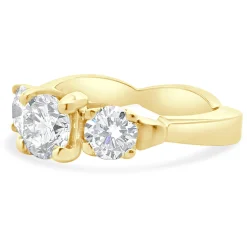 18 Karat Yellow & White Gold Three Diamond Engagement Ring