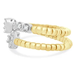 18 Karat Yellow & White Gold Flexible Bypass Ring