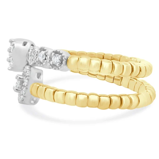 18 Karat Yellow & White Gold Flexible Bypass Ring