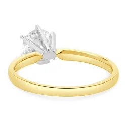 14 Karat Yellow & White Gold Round Brilliant Cut Diamond Engagement Ring