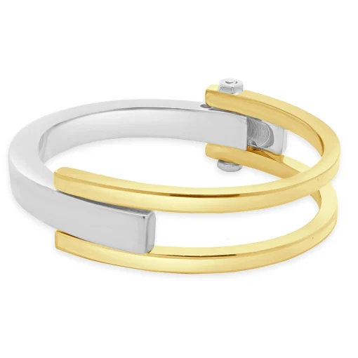 14 Karat Yellow & White Gold Hinged Cuff Bracelet