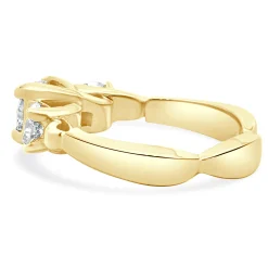 18 Karat Yellow & White Gold Three Diamond Engagement Ring