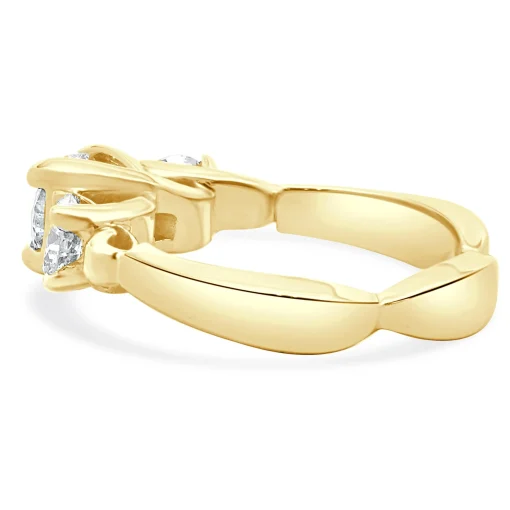 18 Karat Yellow & White Gold Three Diamond Engagement Ring