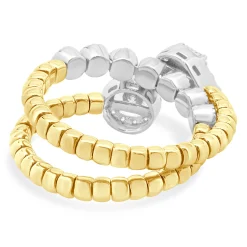 18 Karat Yellow & White Gold Flexible Bypass Ring
