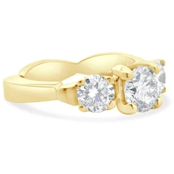 18 Karat Yellow & White Gold Three Diamond Engagement Ring