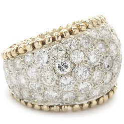 14 Karat Yellow and White Gold Pave Diamond Cigar Band