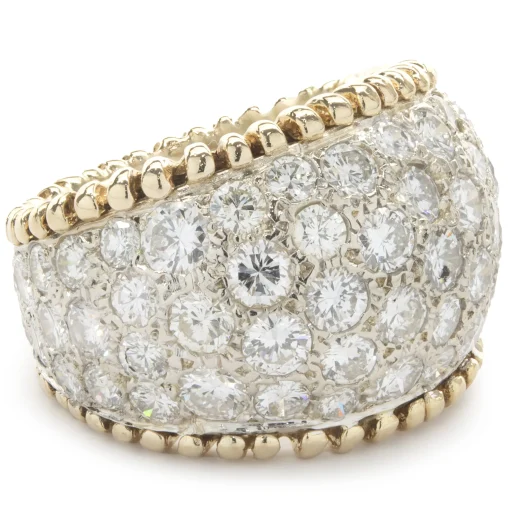 14 Karat Yellow and White Gold Pave Diamond Cigar Band
