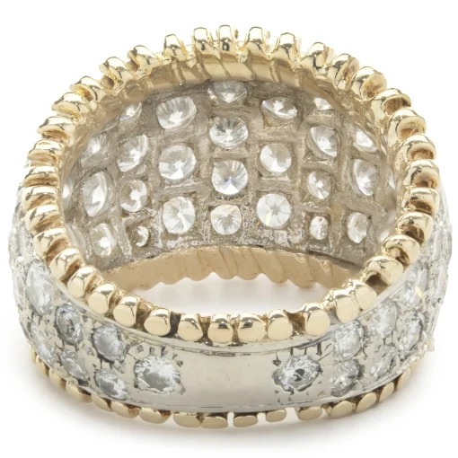 14 Karat Yellow and White Gold Pave Diamond Cigar Band