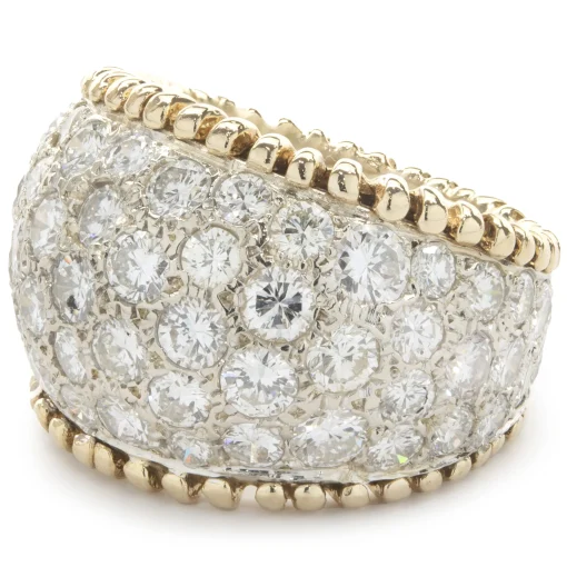 14 Karat Yellow and White Gold Pave Diamond Cigar Band
